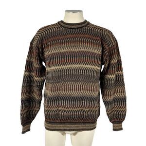 NWT Intiwara 100% Alpaca Stripe Crewneck Sweater Mens Size S Small